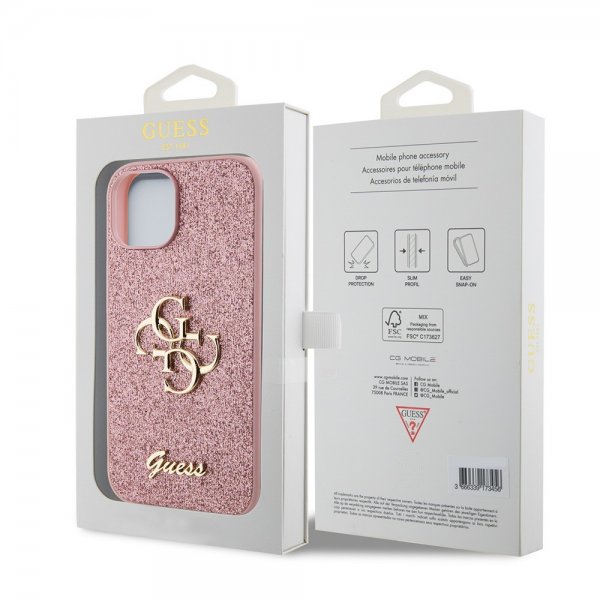 Guess iPhone 12/iPhone 12 Pro Cover Fixed Glitter Rosa