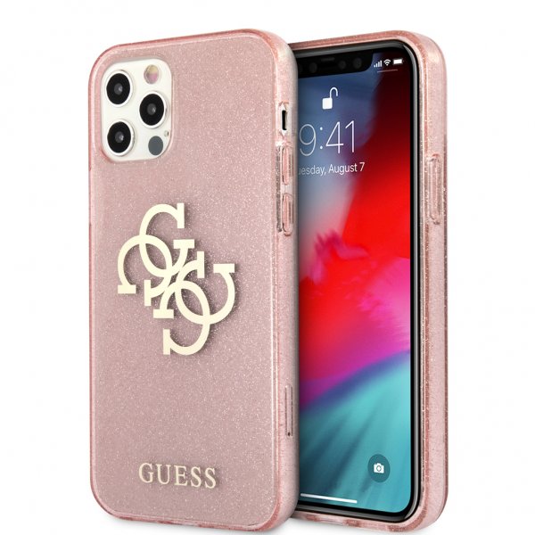 Guess iPhone 12/iPhone 12 Pro Cover Fuld Glitter Rosa