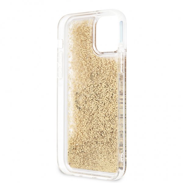 Guess iPhone 12/iPhone 12 Pro Cover Flydende Glitter Guld Klar