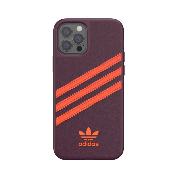 Adidas iPhone 12/iPhone 12 Pro Cover Støbt Etui PU Maroon/Solar Orange