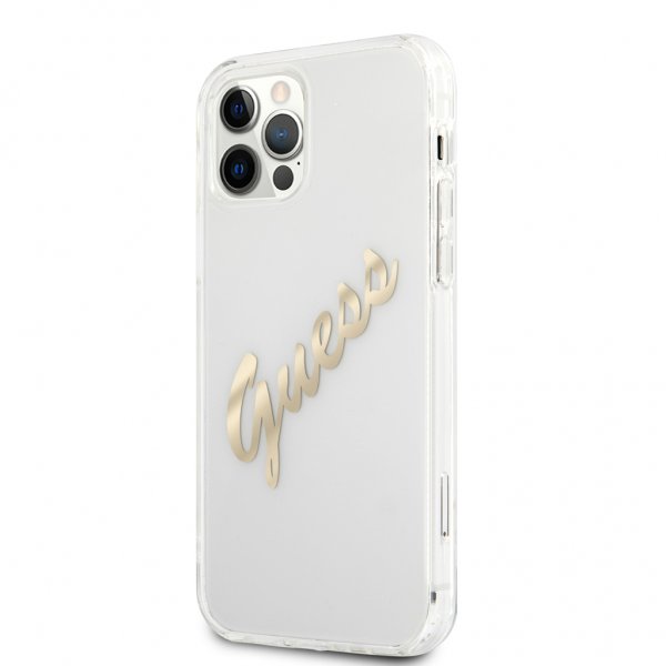 Guess iPhone 12/iPhone 12 Pro Cover Vintage Script Guld Klar