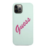 Guess iPhone 12/iPhone 12 Pro Cover Vintage Silicone Script Blå