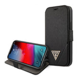 Guess iPhone 12 Mini Cover Gold Triangle Saffiano Sort