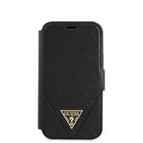 Guess iPhone 12 Mini Cover Gold Triangle Saffiano Sort
