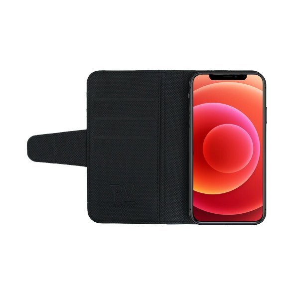 Rvelon iPhone 12 Mini Cover Udklappeligt Kortrum Sort