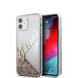 Guess iPhone 12 Mini Cover Liquid Glitter Vintage Guld