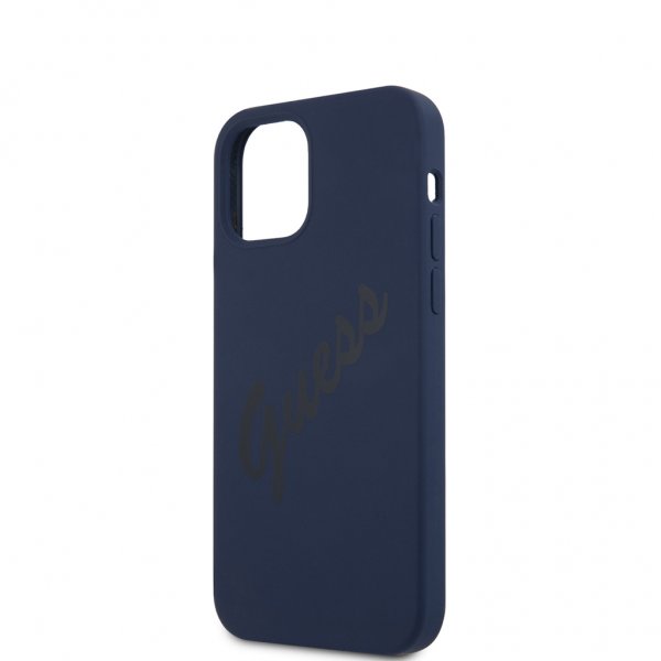 Guess iPhone 12 Mini Cover Vintage Silikone Blå
