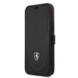 Ferrari iPhone 12 Pro Max Cover Logo Perforeret Sort