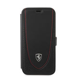 Ferrari iPhone 12 Pro Max Cover Logo Perforeret Sort