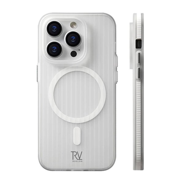 Rvelon iPhone 12 Pro Max Cover Bølget MagSafe Hvid