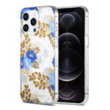 iPhone 12 Pro Max Cover Blomstermønster MagSafe Blå Guld