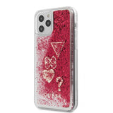 Guess iPhone 12 Pro Max Cover Liquid Glitter Charms Raspberry
