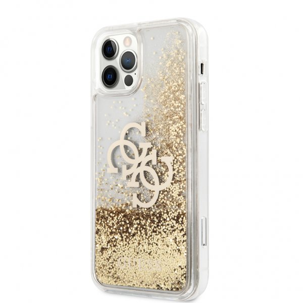 Guess iPhone 12 Pro Max Cover Liquid Glitter Guld Klar
