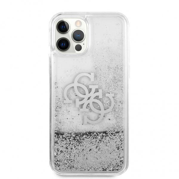 Guess iPhone 12 Pro Max Cover Liquid Glitter Sølv Klar