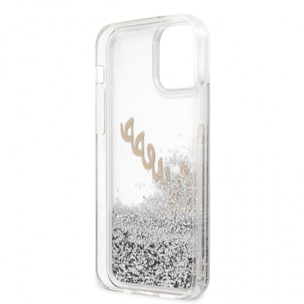 Guess iPhone 12 Pro Max Cover Flydende Glitter Vintage Sølv