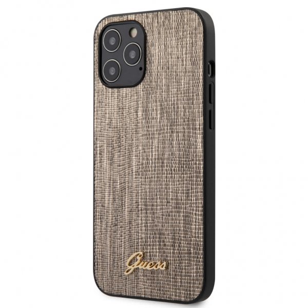 Guess iPhone 12 Pro Max Cover Lizard Guld