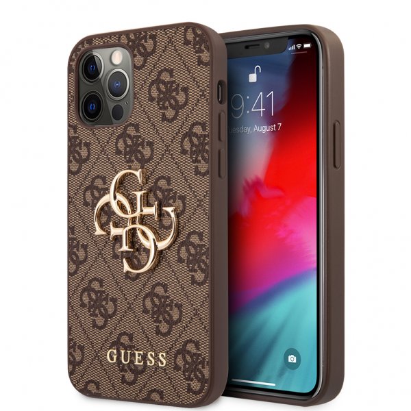Guess iPhone 12 Pro Max Cover Metal Logo Brun