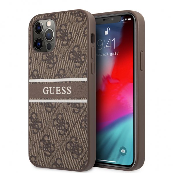 Guess iPhone 12 Pro Max Cover Printed Stripe Brun