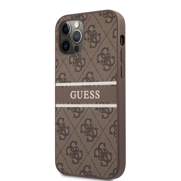 Guess iPhone 12 Pro Max Cover Printed Stripe Brun