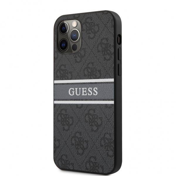 Guess iPhone 12 Pro Max Cover Printed Stripe Grå