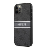 Guess iPhone 12 Pro Max Cover Printed Stripe Grå