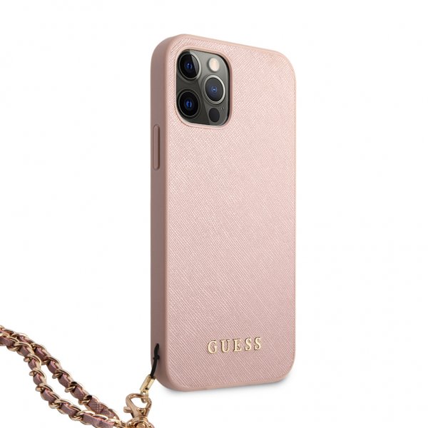 Guess iPhone 12 Pro Max Cover Saffiano Chain Rosa