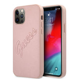 Guess iPhone 12 Pro Max Cover Saffiano Vintage Script Rosaguld