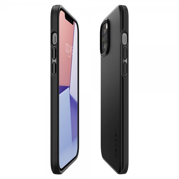 Spigen iPhone 12 Pro Max Cover Tynd Pasform Sort