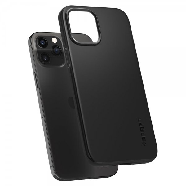 Spigen iPhone 12 Pro Max Cover Tynd Pasform Sort
