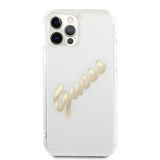 Guess iPhone 12 Pro Max Cover Vintage Script Guld Klar