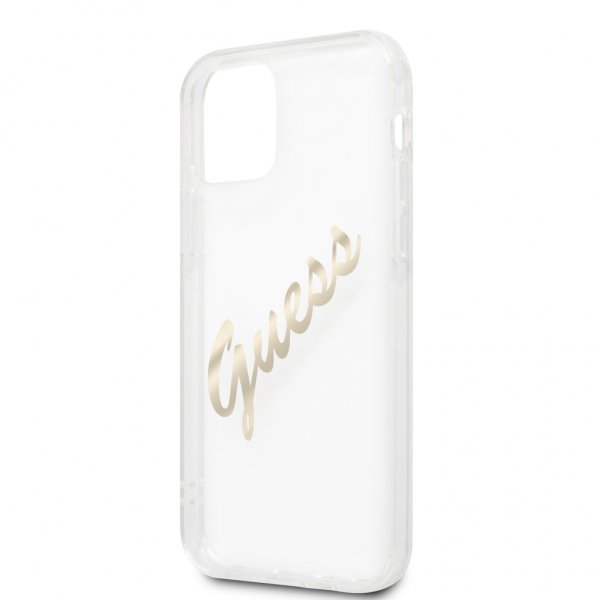 Guess iPhone 12 Pro Max Cover Vintage Script Guld Klar
