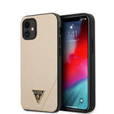 Guess iPhone 12 Mini Cover Saffiano V Stitch Guld