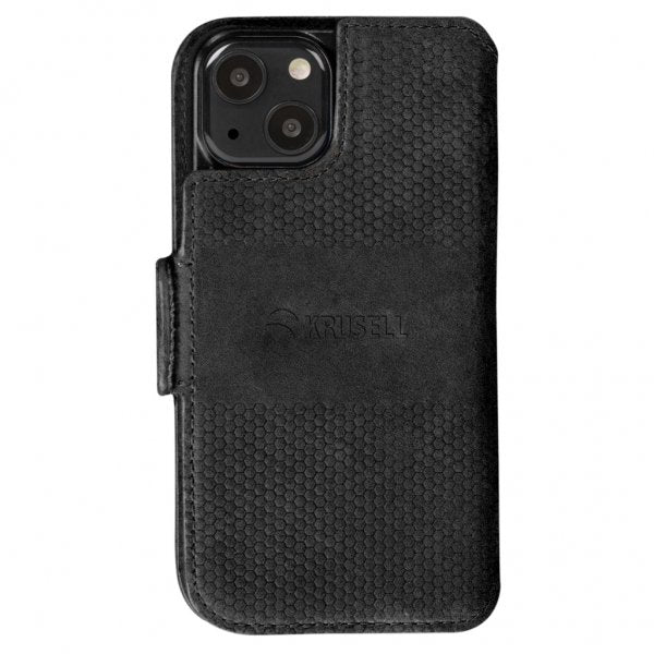 Krusell iPhone 13 Etui Leather PhoneWallet Sort