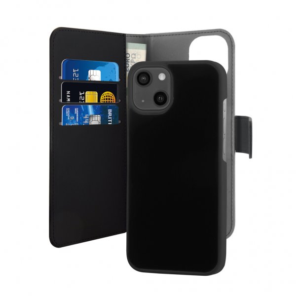 Puro iPhone 13 Etui Wallet Detachable 2-i-1 Sort