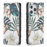 iPhone 13 Pro Flip Cover Motiv Blade og Blomster