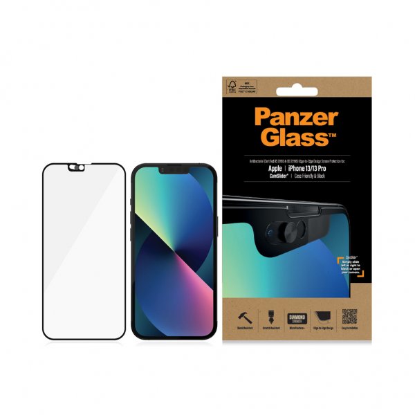 PanzerGlass iPhone 13/iPhone 13 Pro Skærmbeskyttelse Edge-to-Edge CamSlider
