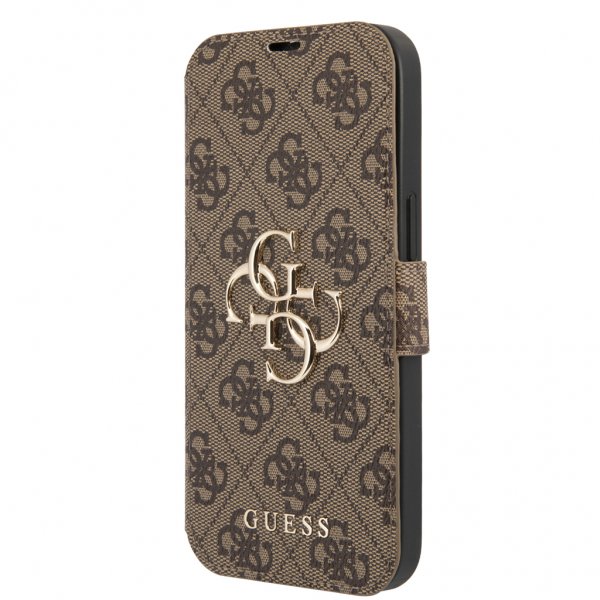Guess iPhone 13 Mini Cover Metal Logo Brun