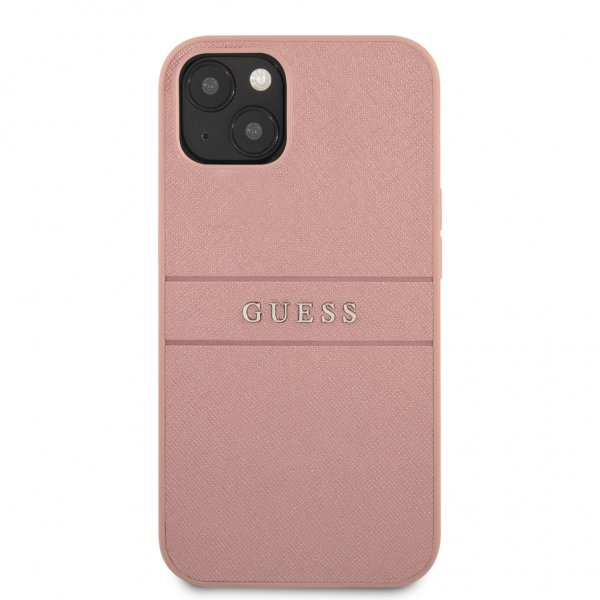 Guess iPhone 13 Mini Cover Hot Stamp Metal Logo Rosa