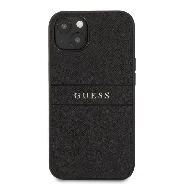 Guess iPhone 13 Mini Cover Hot Stamp Metal Logo Sort