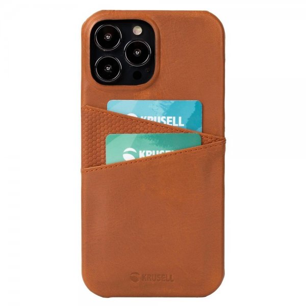 Krusell iPhone 13 Mini Cover Leather CardCover Cognac Brown