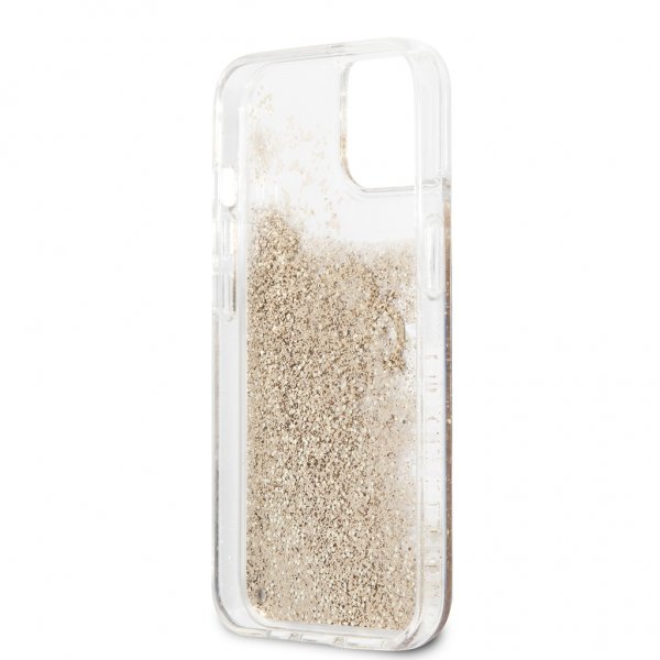 Guess iPhone 13 Mini Cover Liquid Glitter Guld