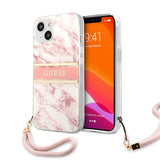 Guess iPhone 13 Mini Cover Marble Design Stripe Rosa