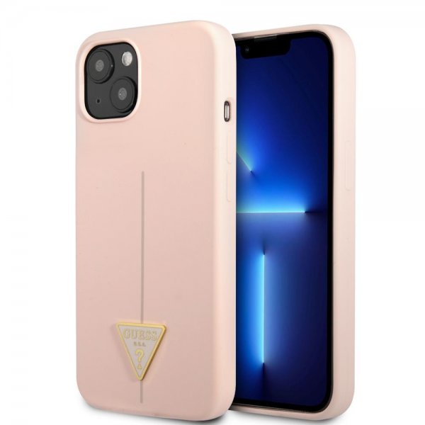 Guess iPhone 13 Mini Cover Metal Triangle Rosa