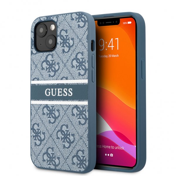 Guess iPhone 13 Mini Cover Printed Stripe Blå