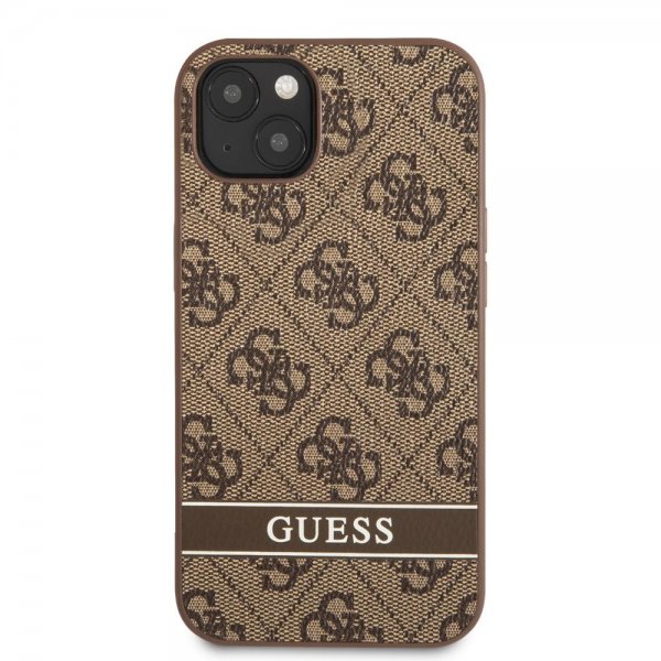 Guess iPhone 13 Mini Cover Printed Stripe Bottom Brun