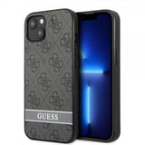 Guess iPhone 13 Mini Cover Printed Stripe Bottom Grå