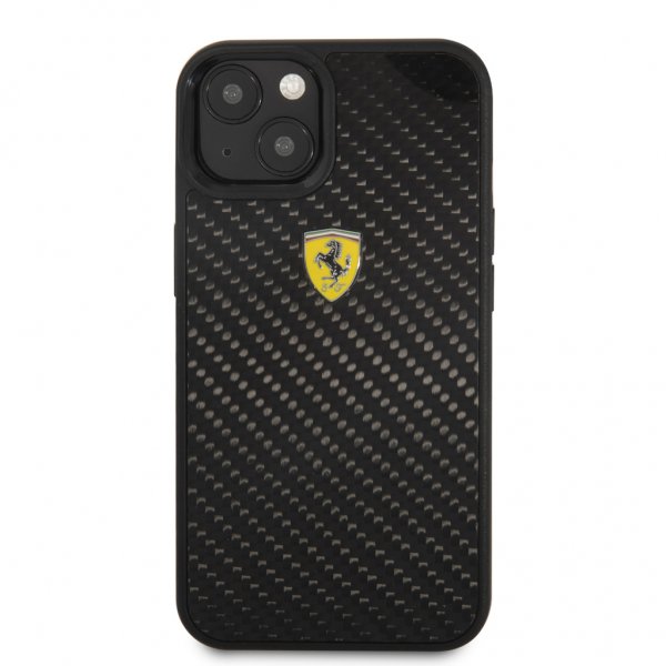 Ferrari iPhone 13 Mini Cover Real Carbon Metal Logo Sort