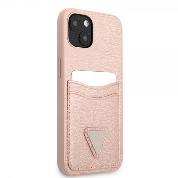 Guess iPhone 13 Mini Cover Saffiano Double Cardslot Rosa