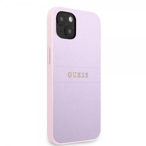 Guess iPhone 13 Mini Cover Saffiano Metal Logo Lilla