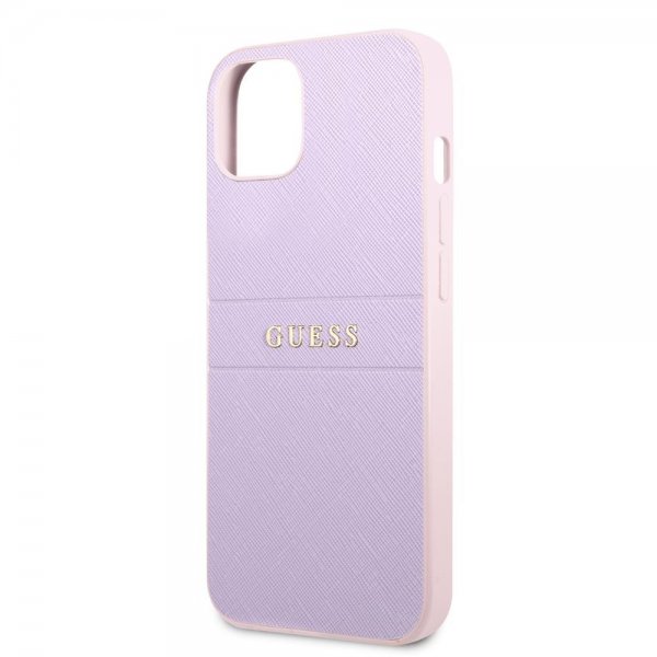 Guess iPhone 13 Mini Cover Saffiano Metal Logo Lilla